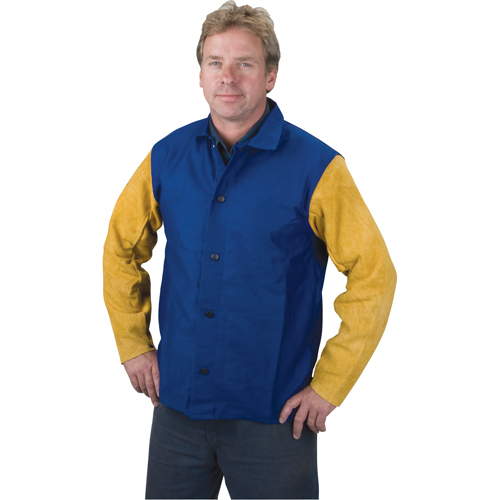 Yellow Jacket Welding Jackets, Cotton/Leather, 5X-Large, Blue/Yellow PB Rental Co. Ltd.