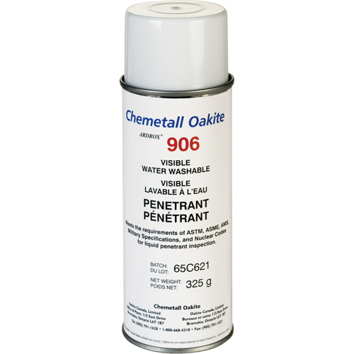 906 Water Washable Visible Penetrants, Aerosol Can PB Rental Co. Ltd.