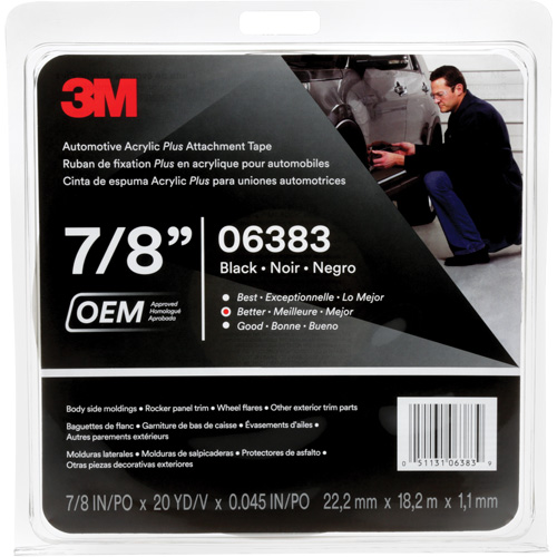 Ruban en acrylique de 3M pour l'automobile, 18 m (60') lo x 22 mm (7/8") la, 45 mils, Acrylique PB Rental Co. Ltd.