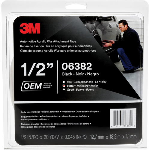 Ruban en acrylique de 3M pour l'automobile, 18 m (60') lo x 12,7 mm (1/2") la, 45 mils, Acrylique PB Rental Co. Ltd.