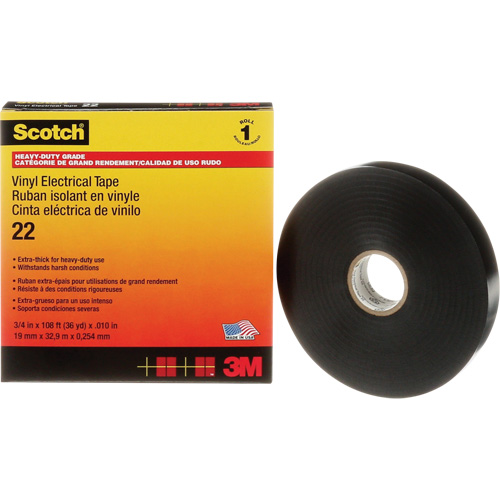 Ruban isolant en vinyle Scotch, 19 mm (3/4") x 33 m (108'), Noir, 10 mils PB Rental Co. Ltd.