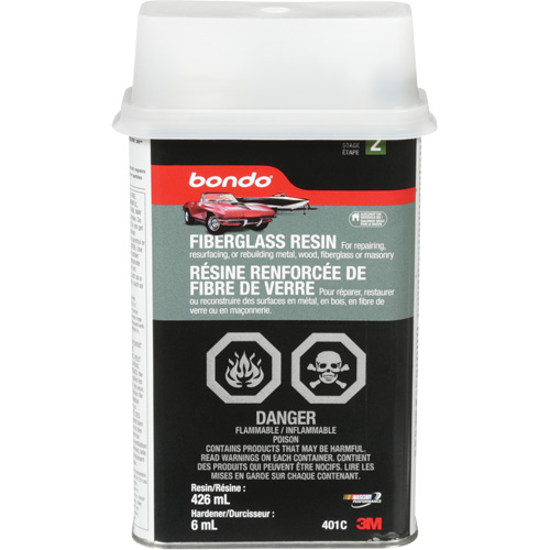 R&eacute;sine de fibre de verre Bondo, Deux composants, 15 oz, Bidon rectangulaire PB Rental Co. Ltd.