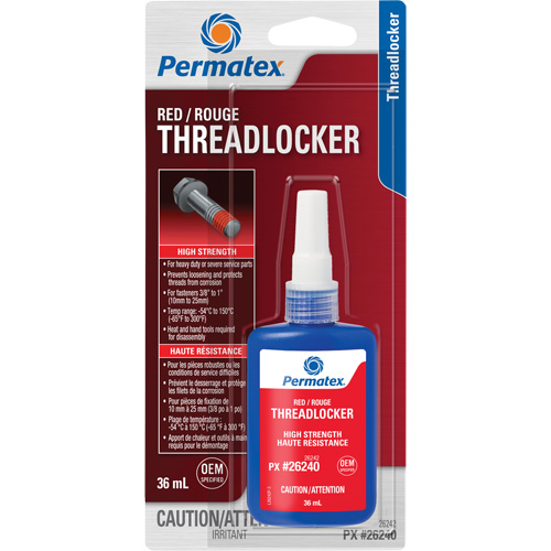 Permanent Strength Threadlocker, Red, High, 36 ml, Bottle PB Rental Co. Ltd.