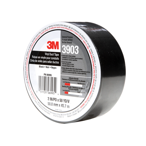 Rubans adh&eacute;sifs en vinyle 3903, 1245 mm (49") la x 46 m (151') lo, 6,5 mils, Noir PB Rental Co. Ltd.