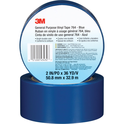 764 General-Purpose Vinyl Tape, 50.8 mm (2") W x 32.9 m (108') L, 5 mils, Blue PB Rental Co. Ltd.