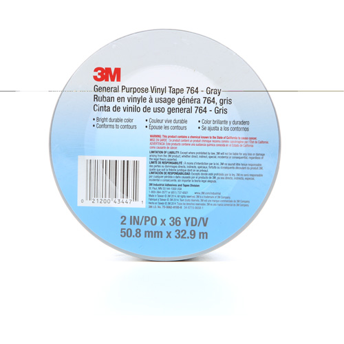 764 General-Purpose Vinyl Tape, 50.8 mm (2") W x 32.9 m (108') L, 5 mils, Grey PB Rental Co. Ltd.