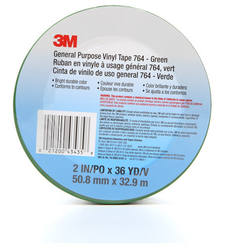 764 General-Purpose Vinyl Tape, 50.8 mm (2") W x 32.9 m (108') L, 5 mils, Green PB Rental Co. Ltd.