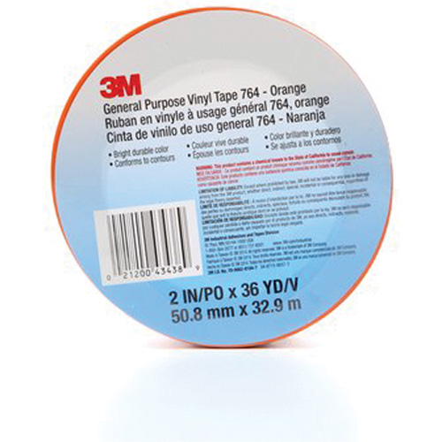 764 General-Purpose Vinyl Tape, 50.8 mm (2") W x 32.9 m (108') L, 5 mils, Orange PB Rental Co. Ltd.
