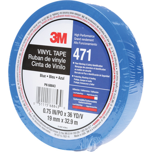 Ruban en vinyle 471, 19 mm (3/4") la x 32,9 m (108') lo, 5,3 mils, Bleu PB Rental Co. Ltd.