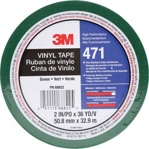 Ruban en vinyle 471, 50,8 mm (2") la x 32,9 m (108') lo, 5,2 mils, Vert PB Rental Co. Ltd.