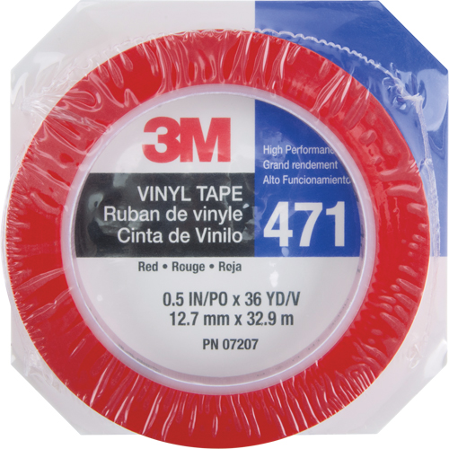 471 Vinyl Tape, 12 mm (1/2") W x 32.9 m (108') L, 5.3 mils, Red PB Rental Co. Ltd.