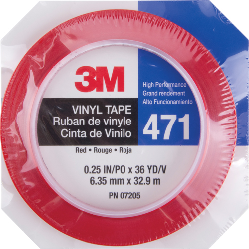 471 Vinyl Tape, 6 mm (1/4") W x 32.9 m (108') L, 5.3 mils, Red PB Rental Co. Ltd.