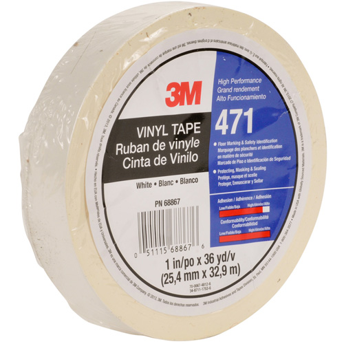 471 Vinyl Tape, 12 mm (1/2") W x 32.9 m (108') L, 5.3 mils, White PB Rental Co. Ltd.