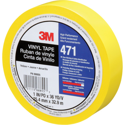 Ruban en vinyle 471, 25,4 mm (1") la x 32,9 m (108') lo, 5,2 mils, Jaune PB Rental Co. Ltd.
