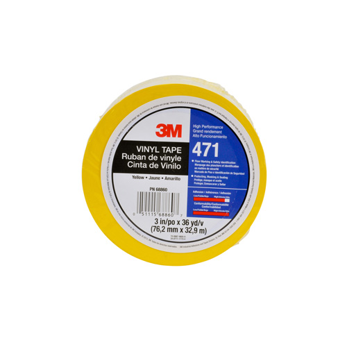 Ruban en vinyle 471, 12 mm (1/2") la x 32,9 m (108') lo, 5,2 mils, Jaune PB Rental Co. Ltd.