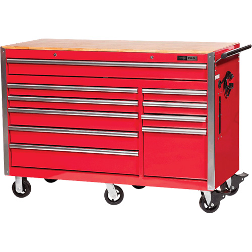 PRC5610 Armoire &agrave; rouleaux s&eacute;rie Pro, 10 tiroirs, 55-9/10" la x 24-1/10" p x 39-7/10" h, Rouge PB Rental Co. Ltd.