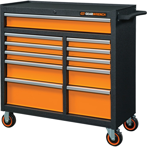 GSX Series Rolling Tool Cabinet, 11 Drawers, 41" W x 18-1/5" D x 41-1/2" H, Black/Orange PB Rental Co. Ltd.