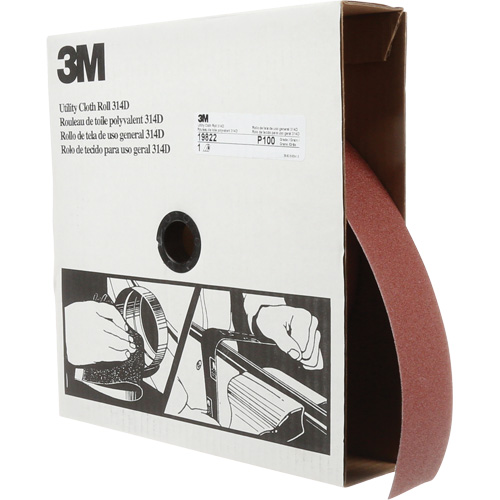 Rouleau de toile abrasive utilitaire 314D, 2" la x 150' lo, Grain 100J PB Rental Co. Ltd.