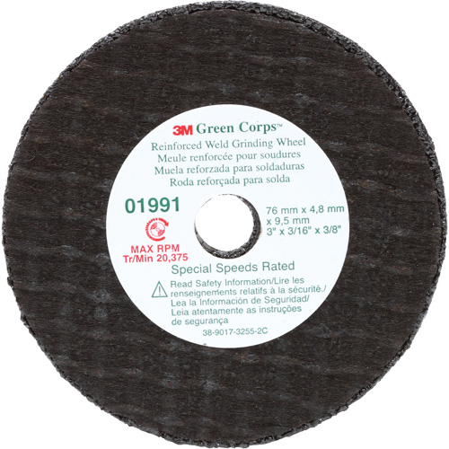 Green Corps Cut-Off Wheel, 3" x 0.188", 3/8" Arbor, Type 1, Aluminum Oxide, 35000 RPM PB Rental Co. Ltd.