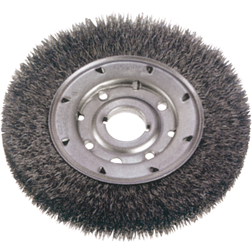 Crimped Wire Wheel Brushes - Narrow Face, 6" Dia., 0.014" Fill, 1-1/4" Arbor PB Rental Co. Ltd.