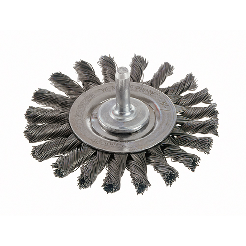 Brosses rotatives &agrave; fils nou&eacute;s - Brosse rotative &agrave; fils nou&eacute;s a/queue 1/4", fils nou&eacute;s standards, Dia. 3", Fils 0,014", Acier PB Rental Co. Ltd.