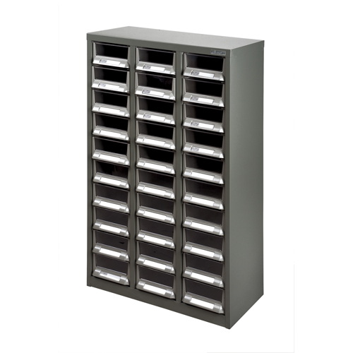 KPC-200 Parts Cabinet, Galvanized Steel, 30 Drawers, 21-3/10" x 10-2/5" x 36-9/10", Grey PB Rental Co. Ltd.