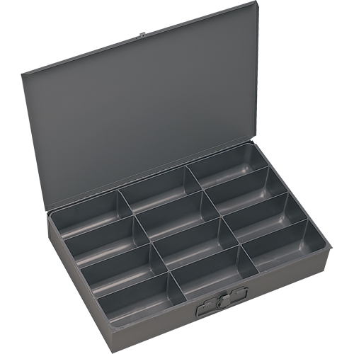 Boîtes &agrave; fond courb&eacute;, Acier, 12 compartiments, 18" la x 12" p, 3" h, Gris PB Rental Co. Ltd.