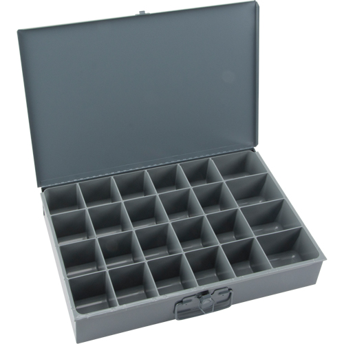 Boîtes &agrave; fond courb&eacute;, Acier, 24 compartiments, 18" la x 12" p, 3" h, Gris PB Rental Co. Ltd.