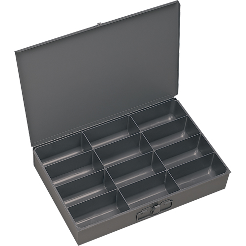 Compartment Scoop Boxes, Steel, 12 Slots, 13 3/8" W x 9-1/4" D x 2" H, Grey PB Rental Co. Ltd.