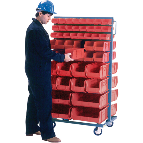 Support mobile deux c&ocirc;t&eacute;s pour bacs, &agrave; deux c&ocirc;t&eacute;s, 96 bacs, 36" la x 24" p x 63" h PB Rental Co. Ltd.