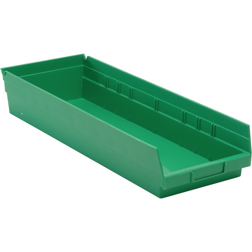 Shelf Bins, 8-3/8" W x 4" H x 23-5/8" D, Green, 50 lbs. Capacity PB Rental Co. Ltd.