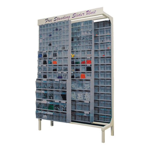 Syst&egrave;me de stockage &agrave; glissi&egrave;re &agrave; bacs basculants autonome, 48" la x 18" p x 77" h, 720 tiroirs PB Rental Co. Ltd.