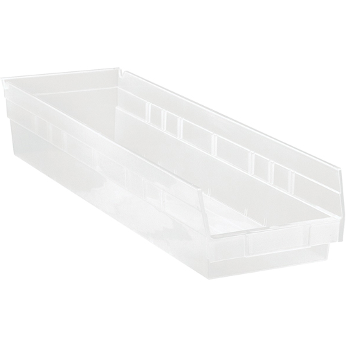 Shelf Bins, 6-5/8" W x 4" H x 23-5/8" D, Clear, 50 lbs. Capacity PB Rental Co. Ltd.