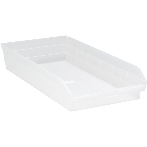 Shelf Bins, 11-1/8" W x 4" H x 23-5/8" D, Clear, 50 lbs. Capacity PB Rental Co. Ltd.