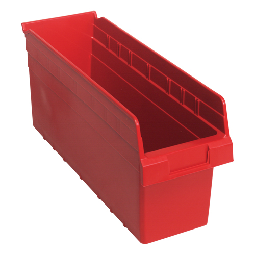 Store-Max Shelf Bins, 6-5/8" W x 8" H x 17-7/8" D, Red, 56 lbs. Capacity PB Rental Co. Ltd.