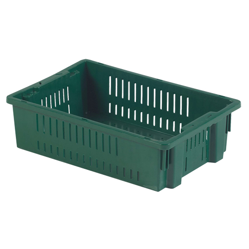 Contenant en plastique empilable Stack-N-Nest pour l'agriculture, 13,1" x 19,7" x 5,6", Vert PB Rental Co. Ltd.