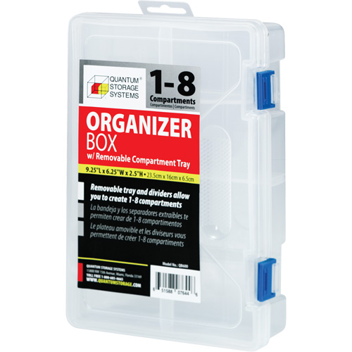 Boîte &agrave; compartiments en plastique, 6,25" la x 9,25" p x 2,2" h, 8 compartiments PB Rental Co. Ltd.