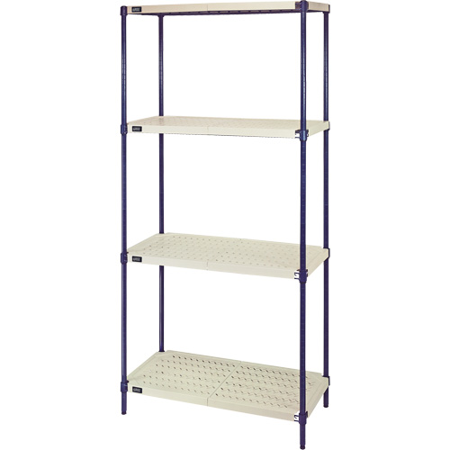 &eacute;tag&egrave;re en fils m&eacute;talliques avec tablettes en plastique, Cadre en fils m&eacute;talliques avec tablettes en plastique, Sans boulons, Capacit&eacute; 600 lb, 30" la x 72" h x 18" p PB Rental Co. Ltd.