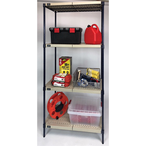 &eacute;tag&egrave;re en fils m&eacute;talliques avec tablettes en plastique, Cadre en fils m&eacute;talliques avec tablettes en plastique, Sans boulons, Capacit&eacute; 600 lb, 30" la x 72" h x 18" p PB Rental Co. Ltd.