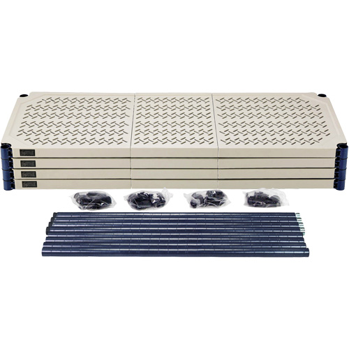 &eacute;tag&egrave;re en fils m&eacute;talliques avec tablettes en plastique, Cadre en fils m&eacute;talliques avec tablettes en plastique, Sans boulons, Capacit&eacute; 600 lb, 48" la x 72" h x 18" p PB Rental Co. Ltd.