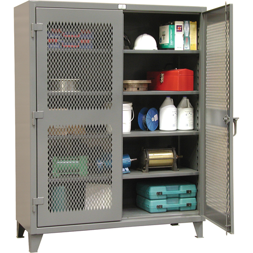 Heavy-Duty Ventilated Storage Cabinets, 4 Shelves, 72" H x 60" W x 24" D, Steel, Grey PB Rental Co. Ltd.