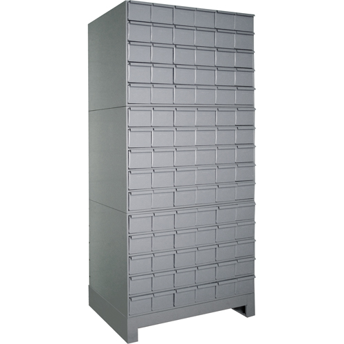 Armoires &agrave; tiroirs industriels avec base, 90 tiroirs, 34-1/8" la x 12-1/4" p x 69-1/8" h, Gris PB Rental Co. Ltd.