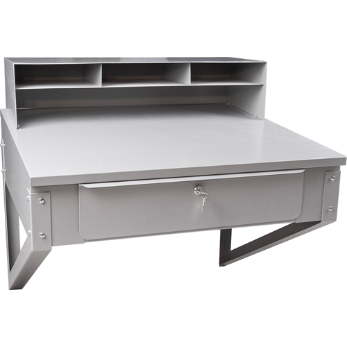 Wall-Mounted Shop Desk, 34-1/2" W x 28" D x 31" H, Grey PB Rental Co. Ltd.