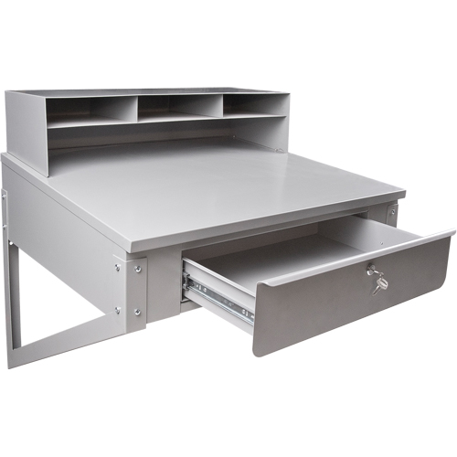 Wall-Mounted Shop Desk, 34-1/2" W x 28" D x 31" H, Grey PB Rental Co. Ltd.