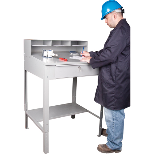 Open Floor Style Shop Desk, 34-1/2" W x 30" D x 53" H, Grey PB Rental Co. Ltd.