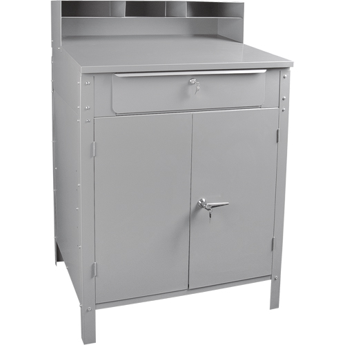 Cabinet Style Shop Desk, 34-1/2" W x 30" D x 53" H, Grey PB Rental Co. Ltd.