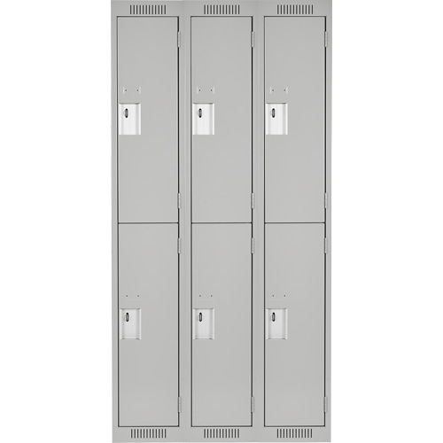 Clean Line Lockers, 2 -tier, Bank of 3, 36" x 18" x 72", Steel, Grey, Rivet (Assembled) PB Rental Co. Ltd.