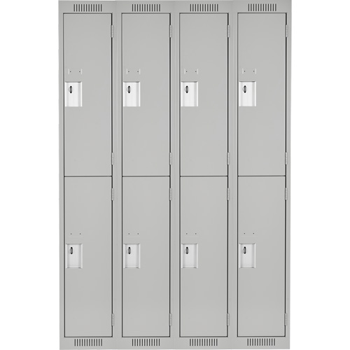 Clean Line Lockers, 2 -tier, Bank of 4, 48" x 18" x 72", Steel, Grey, Rivet (Assembled) PB Rental Co. Ltd.