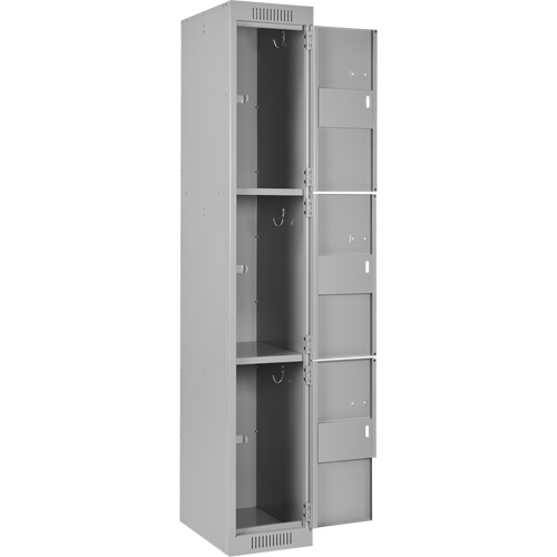 Clean Line Lockers, 3 -tier, Bank of 3, 36" x 18" x 72", Steel, Grey, Rivet (Assembled) PB Rental Co. Ltd.