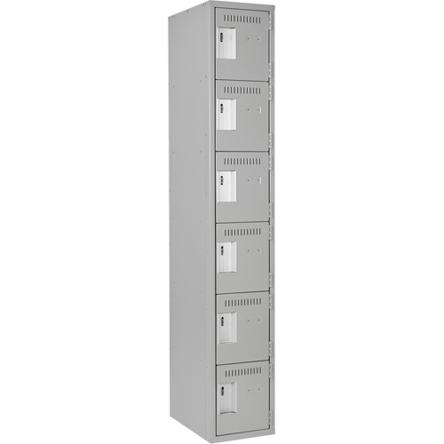 Clean Line Lockerettes, 6 -tier, 12" x 18" x 72", Steel, Grey, Rivet (Assembled) PB Rental Co. Ltd.